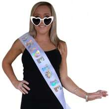 3件套，单身派对准新娘装饰套装，新娘送礼会礼物，新娘绶带，白色心形眼镜，头纱，婚礼装饰，婚礼用品，酷炫装饰，个性配饰，场景装饰，拍照道具 - 白色 - 查看 5