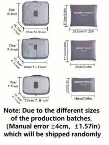 6 件/套多功能旅行收纳袋 ---- 衣物整理袋：包括化妆品、洗漱用品、防尘行李箱、学校搬家、行李衣服，适用于衣服、鞋子、内衣、学校用品 - 彩色 - 查看 9