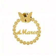 Custom Shiny Frosted Name Brooch Lapel Suit Pin Stainless Steel Heart&Butterfly&Birthday&Flowers&Stethoscope Pins Badge Brooches Personalization Jewelry For Women Men