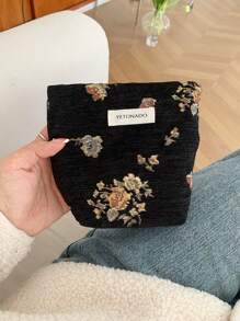 1 Pieza/Set Bolsa de maquillaje con estilo floral multifuncional para almacenamiento de cosméticos, cuidado de la piel, crema de manos, aceite labial, esmalte de uñas, monedas, toallas sanitarias, pequeños artículos, con cierre de cremallera, estilo retro. Bolsa de maquillaje, estuche de maquillaje, neceser de viaje, organizador de cosméticos, regalo para buenos amigos, regalo del día de la madre, regalo de boda para dama de honor