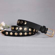 Cinturón versátil de mujer con tachuelas, estilo punk, cinturón de cintura de estilo callejero de piel de PU con lunares, adecuado para primavera, verano, otoño e invierno, escuela, otoño, Halloween