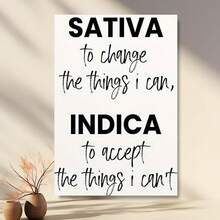 Framed Modern Inspirational  Canvas Print - Sativa & Indica Quote Wall Art,  Typographic Decoration For Living Room, Bedroom, Office - Motivational Cann//Abis Theme Poster Birthday Party Decor, Mother's Day New Year Easter Gift,  Home Living Room Office Wall Decor, Perfect Gift And Wall Decoration - 裱框 - 查看 3