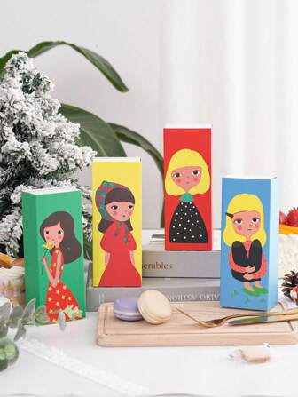 5件/10件可爱女孩带窗口饼干/甜点盒，蛋糕盒，草莓纸杯蛋糕，巧克力松饼，甜甜圈，马卡龙，巧克力包装盒，饼干盒，迷你蛋糕盒，糕点盒