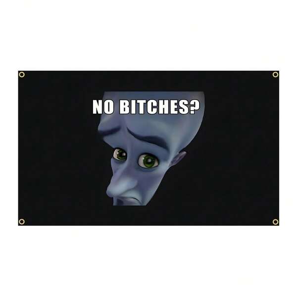 Tapiz con el meme de Megaminds NO, decoración de pared divertida, decoración del hogar, banderas para habitación rosa, banderines para habitación, cueva de hombres, arte musical moderno, bandera decorativa para regalo