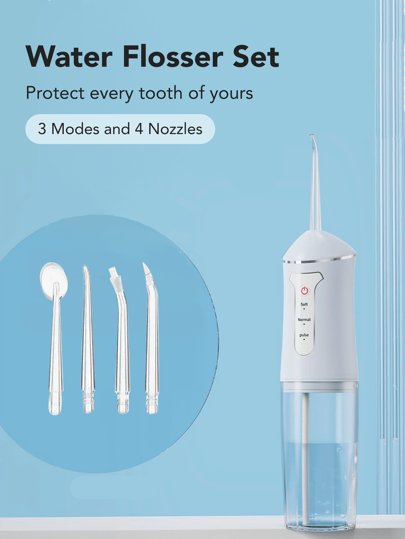 Handheld Water Flosser Set, Portable Electric Oral Irrigator With 4 Nozzles, 3 Cleaning Modes, Strong Water Pressure, Large Water Tank, USB Rechargeable, IPX7 Waterproof, Effective Cleaning And Care Tools, Ideal For Holiday Gifts