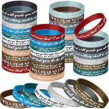 10pcs/20pcs/40pcs, Bible Verses Bracelets Bulk Scripture Silicone Bracelets Inspirational Motivational Quote Rubber Wristbands Christian Bracelets For Women Men Easter Carnival Party Favors Christmas Gifts