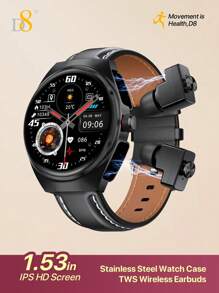 D8 Smart Watch With Earbuds For Men Women, 1.53" HD Touch Screen, 9D Sound Effects, 100+ Fitness & Sleep Monitor, Recording Microphone, New Design Style(Call Receive/Dial), Message Notifcation, Android Phones And IOS Compatible, Outdoor Activities And Fitness Enthusiasts D8 Smartwatch (Answer/Make Call), 1.32" Smartwatch For Women Women IP68 Waterproof - Black - View 13