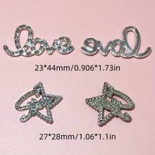 4pcs/Set Luxury Bling Rhinestone Bowknot Metal Hollow Faux Pearl Star Heart Shaped Mirror With Rhinestone Love Junk Phone Case Laptop Scrapbook Makeup Box Hair Clip Water Bottle Decoration Charms Accessories Kawaii Y2K Girls DIY Crafts Ornament