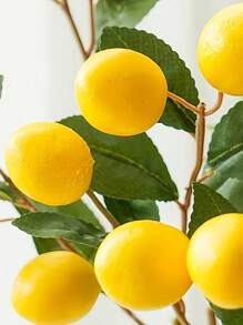 1 Stück mit 5 gelben Früchten, Zitronen Früchte, Zitronenzweige, 94 cm künstliche Blumenzweige, geeignet für Heim, Hochzeit und Party Dekoration - frische und lebendige Frucht Dekoration, passend für Tische und Vasen