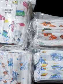 100 cubrebocas tricapa infantil - Azul - Ver 2