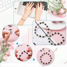 500/1000 件 4x7 毫米 A-Z 亚克力字母珠、扁孔隔珠适用于 DIY 手工珠宝、耳环、工艺品制作、女孩和女士礼物 - 工艺品用品（白色/黑色字母） - 白色 - 查看 6