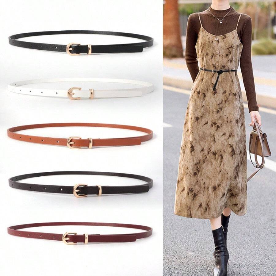 Vintage Solid Color Waist Belt For Women, Versatile Design To Match Dresses, Jeans, Lightweight Pants, Fashionable Ins Style