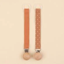 2 piezas Clip personalizado para chupete de bebé con estampado de lunares lindos, patrones personalizados para niños y niñas, clip universal para chupete de bebé, - Multicolor - Ver 19