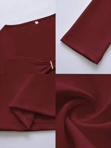 Blusa de mujer Vaiaye de punto con cuello cuadrado, recorte en forma de diamante, cintura ceñida y silueta esbelta - Perfecta para citas navideñas