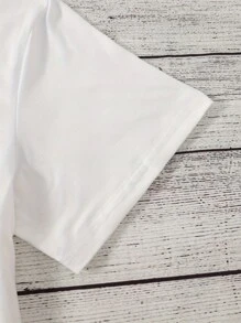 Letter Printed T-Shirt, Short Sleeved Round Neck Summer And Spring Casual Top, Women's Top