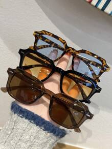 1pc/2pcs/3pcs Women Rivet Decor Square Shaped Sunglasses, Retro Minimalist Metal Hinge Sunglasses For Travel, Party, Daily Use Fashionable Shade Elegant Outfit Family Outings Travel Vacation Holiday