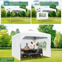 COBIZI Carpa plegable 3x3 impermeable, estable, cierre centralizado con un botón, carpa para fiestas con ventilación, tiras fluorescentes, 3 paneles laterales, 4 sacos de arena, altura ajustable, carpa de jardín para fiestas, gris