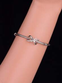 1pc 925 Sterling Silver Infinity Symbol Design Mother & Son Cubic Zirconia Bead Jewelry DIY, Mother's Day Gift - Silver - View 2