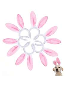 Set de 1/3/5 diademas suaves color rosa con orejas de conejo tipo pompón para mujeres para celebraciones de Pascua y eventos con temática, diademas de celebración, vinchas, aros para el cabello