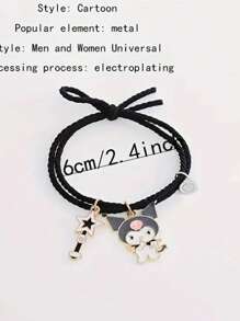 Sanrio Vriendschapsarmband met karakter - set van 2 stuks met Kuromi en ik-smaakontwerp, magnetische sluiting, anime-geïnspireerde armband met hanger van een stel en een beste vriend