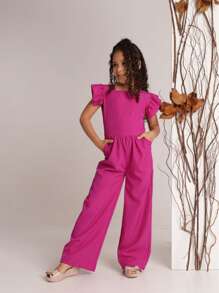 Stylish Long Jumpsuit For Children And Young People - Rosa Roja - Ver 4