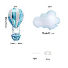 Set Dekorasi Bertema Balon Udara Panas & Awan, 5 Buah/Set, Termasuk Balon Foil untuk Pesta Ulang Tahun, Pembaptisan, dan Dekorasi Acara Baby Shower - MultiWarna - View 3