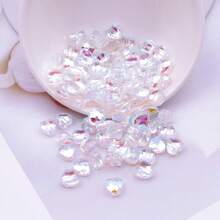 24pcs 8mm Iridescent Glass Crystal Heart-Shaped Beads, Faceted Heart Loose Beads For Necklace, Bracelet, DIY Jewelry Craft, Clothing And Gift Accessory