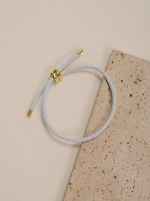 1 件可调节金属线编织手链，配经典八角形带扣，防水不锈钢多功能腕带