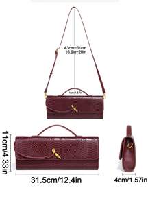 Bolso burdeos, sobre rojo cereza, sobre rojo vino - Nuevo bolso de mano de lujo con estilo europeo y americano, diseño de cocodrilo, bolso tipo sobre, bolso de cena, bolso de hombro, bolso de mensajero