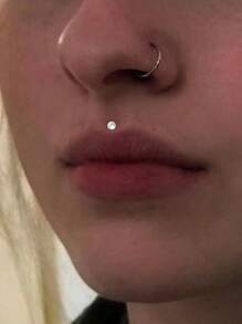 1PC S925 Sterling Silver Pearl Lip Nail,Lip Piercing Jewelry ,Lip Ring,Hypoallergenic Body Piercing Jewelry - Single - View 3