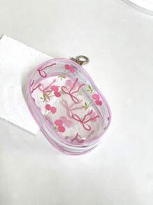 1PC Portable Mini Transparent Zipper Storage Bag, Bag Accessiores Compact Multifunctional Organizer, Headphone And Charger Case With Keychain, Transparent Travel Accessories, Available In Black And White Colors, Exquisite And Compact, Suitable For Storing Small Items, Data Cable Storage Bag, Bracelet Bag, Makeup Bag