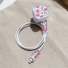 3pcs/Set Cartoon Doodle Strawberry Apple Cable Protector Sleeves, Compatible With IPhone, Suitable For 20w Charging Adapter, Prevent Breakage