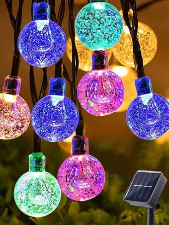 1 件 12 米 100 LED 太阳能灯串 – 防水彩色仙女灯，适用于花园、露台、庭院、阳台、圣诞树、派对、婚礼、户外装饰、景观照明、季节性装饰