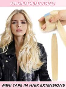 10 Pcs Mini Tape In Hair Extensions Human Hair Color 60 Platinum Blonde 14-22 Inch Remy Human Hair Invisible Tape In Hair Extensions - S60 - View 2