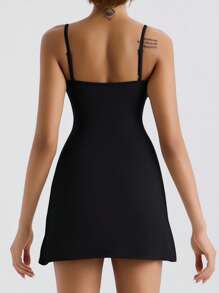 NcmRyu NcmRyu High Stretch Solid Color Tennis Racerback Romper, Spring/Summer