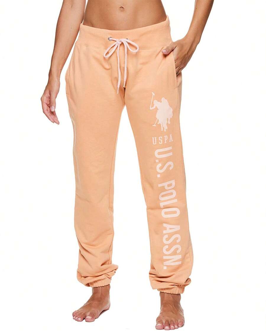 U.S. Polo Assn. Essentials Pink Sweatpants With Pockets, Comfy, Breathable French Terry Women Joggers, Perfect Blend Of Comfort And Sporty Style - Honey - View 1