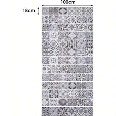 13PCS 18x100CM Stair Stickers Moroccan Mosaic Wall Tile Stickers Peel And Stick Backsplash Self-Adhesive Vinyl Home Decoration DIY Splashbacks For Kitchen Tile Paint Stick On Tiles