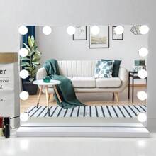 Large 50cm Makeup Table Mirror Vanity Lights Mirror Dimmable 3 Colors - White - View 1