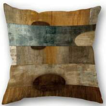 Brown Teal Geometric Print Linen Throw Pillowcases Boom Single Printed Pillow Cover For Living Room Bedroom Couch Sofa Size 45X45cm One Side