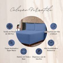 Jogo de Lençol Conjugado para Cama Box KING Size Versatile com Fronhas 03 Peças - Conjunto Kit Capa Luva Protetor Percal 300 Fios Toque Acetinado Macio Micropercal Liso com Elástico Dispensa Saia