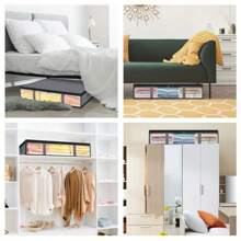 5/4/1 Piezas Cajas de almacenamiento debajo de la cama con ventanas transparentes, cajas y contenedores de almacenamiento de armario, bolsas de almacenamiento debajo de la cama plegables, adecuados para mantas, toallas, edredones, suéteres, sábanas, papel de embalaje, forros y cubiertas