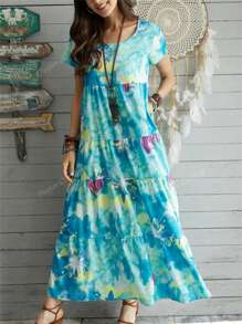 Plus Size Women Arabic Style Minimalist Fashion Dress, Suitable For Summer