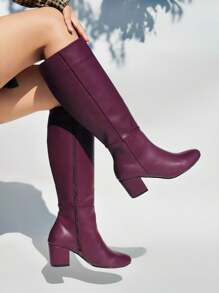 Botas para dama Tacón bajo Clásicas Formales - Vino - Ver 1