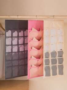 1pc Dual Sided Closet Hanging Organizer With Mesh Pockets, 6+18 Pockets, Dual Sided Hanging Pockets, Wardrobe Storage Bags, Oxford Cloth Space Saving Storage Bag For Bra Underwear Underpants Socks Reversible Underwear StorageHanging StorageHanging Bag, Socks, Underwear Storage, Home Wall, Wardrobe, Bra Storage