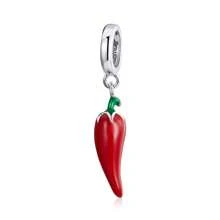 1 pièce Pendentif de poivrons en argent sterling 925 Petit charme rouge de légume fruit original pour femme Cadeau de fête Fabrication de bijoux fins DIY
