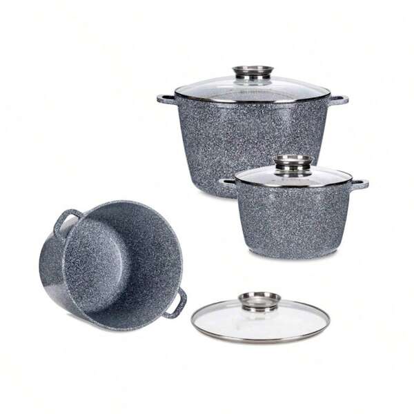 Set di bacinelle alte in ceramica e marmo, set da 2 pezzi, 6,2 L, 10 L, set di pentole 2, pentola per zuppa, pentola coreana, cucina casalinga