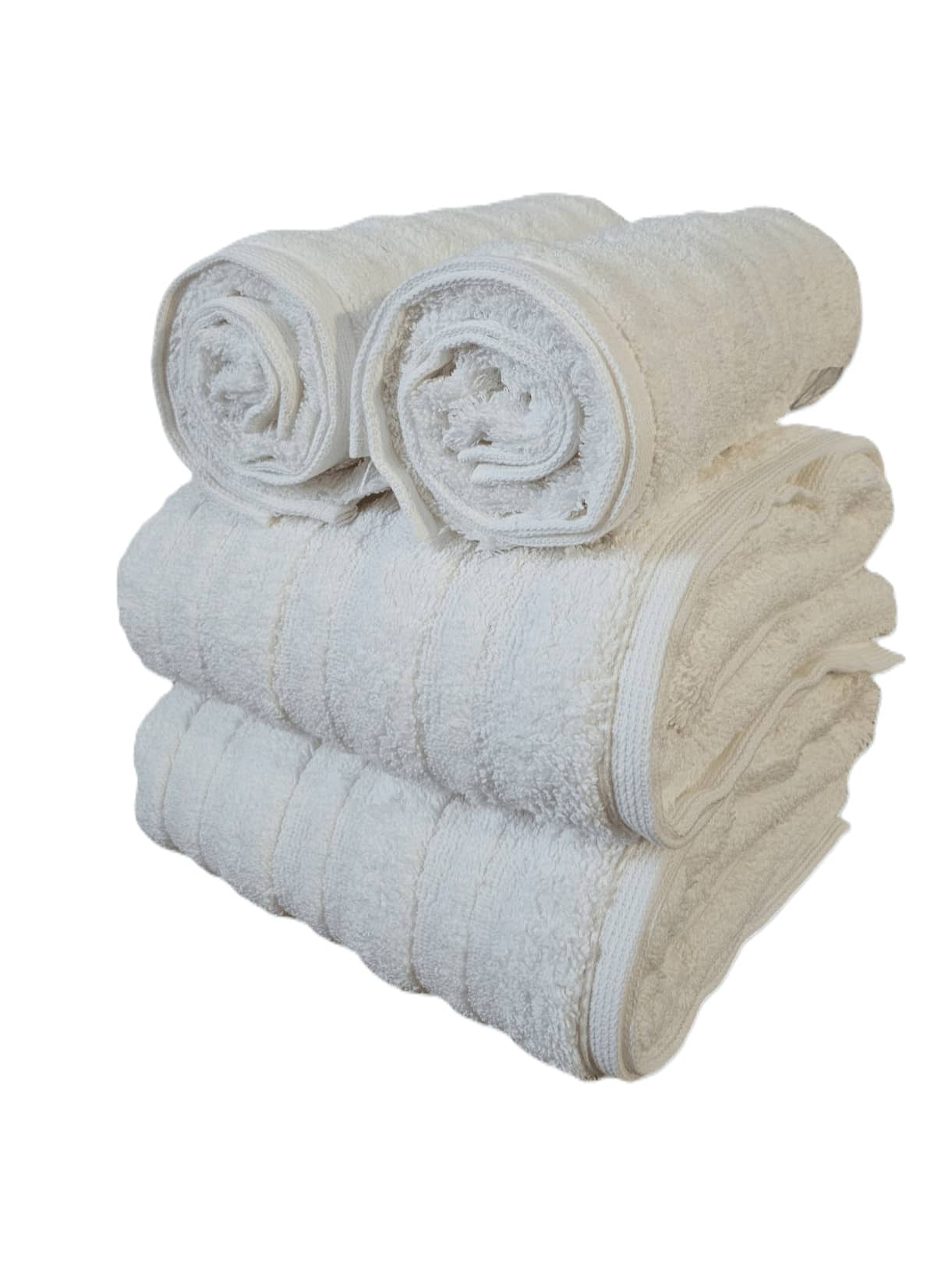 Set Of 4 Super Thick Loft Soft Bath And Face Towels 100% Cotton High Weight 600g - 白色 - 查看 1