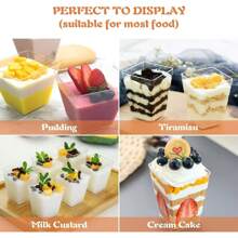 10/20/30PCS Dessert Cups Per Pack, 150 Ml 5 Oz Dessert Cups With Spoons And Lids, Plastic Dessert Bowls, DIY Reusable Square Dessert Cups, Cake Molds For Desserts, Puddings, Mousses, Ice Cream, Picnics, Parties - Clear - View 6