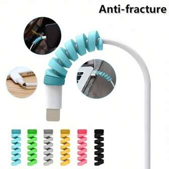 2/4/10/16pcs 电缆保护器，硅胶充电线螺旋卷线器，电线整理器盖，适用于手机 USB 充电器电缆配件，彩色数据线保护头（颜色随机）