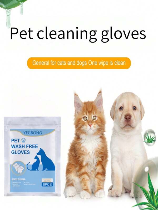 Gants pour animaux de compagnie sans bain - Lingettes sans lavage pour chats - Gants non tissés sans lavage pour animaux de compagnie - Lingettes humides sans lavage pour chats et chiens - Lingettes nettoyantes pour les yeux - Essuie-tout spéciaux sans lavage. (Les modèles neufs et anciens sont distribués de manière aléatoire)